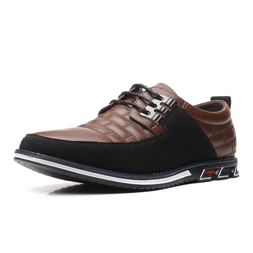 Image of Mens Dress Shoes Casual Business Oxford Derby Orthopedic Leather Shoes Simple Lace-up Walk Loafers Flats Shoes for Men