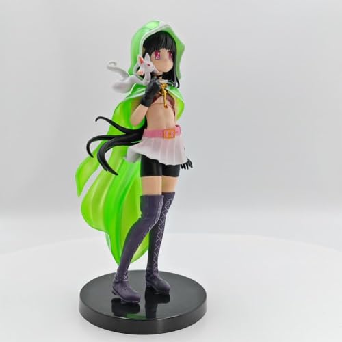 Image of Magical Girl Iroha Tamaki Anime Action Figure 22cm || Standing Cute Witch Girl Iroha with Green Hood & White Cat Anime Figure for Home, Desk & Table Decor | Gift for Friends & Anime Fans