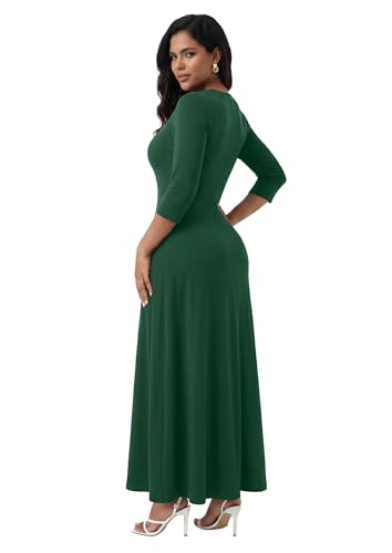 Image of MarryUP Women's V-Neck 3 /4 Sleeve Elegant Maxi Dress with Pockets Church Dresses 2026