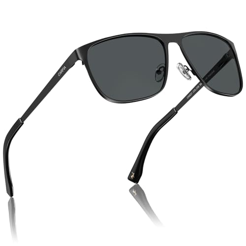Image of CARFIA Spring Hinge Metal Polarized Sunglasses for Men UV Protection Lightweight Square Sun Glasses for Driving Fishing Golf