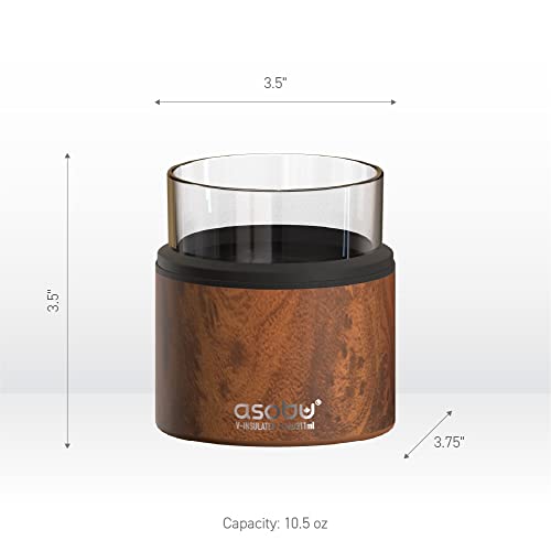 asobu Whiskey Sleeve Glass – Insulated Bourbon Tumbler with Premium Rocks Glass, BPA-Free, Double-Wall Stainless Steel, Keeps Drinks Cold Longer, 10.5oz