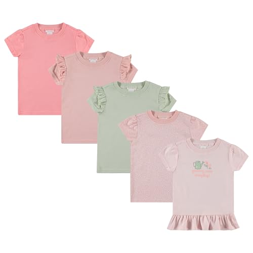 Laura Ashley 5-Pack Infant & Toddler Girls Shirts - Stylish Comfort and Fashionable. Multipack Infants and Children's Essentials. Perfect for Nursery, Playtime, and Adventures Outdoors
