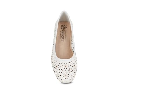Priscilla Women’s Flats – Comfortable Vegan Slip-On Shoes with Memory Foam, Breathable Eyelet Stitch Detail, Available in Black, Cafe, White, Medium & Wide Sizes 6-104