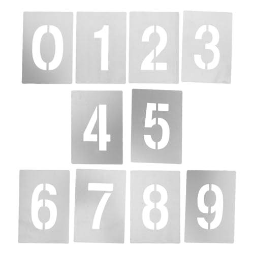 HORIALENCE 10 plantillas numéricas: Plantillas huecas reutilizables con números del 0 al 9 para letreros de buzones, puertas, camiones, hogares, negocios y ventanas.