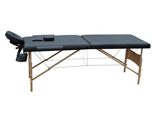 Mobiclinic, klappbare Physiotherapie-Liege, CM-01 Light, Europäische Marke, Massageliege, mit Tragetasche, Kopfstütze, Massage, tragbar, Holz, 186 x 60 cm, Farbe: Schwarz - Image 3