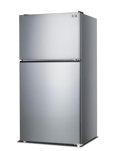 BLACK+DECKER 24 Cu. Ft. Top Mount Refrigerator with Ice Maker, 2-Door Refrigerator with Top Freezer, Freezer with Icemaker and Adjustable Temperature Control, BR2400JIMS, Stainless Look
