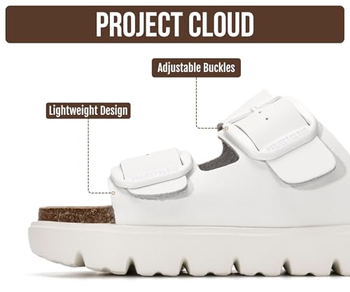 Image of Project Cloud 100% Genuine Leather Platform Sandals Women Footwear - Wedge Chunky Slides for Women 2026 with Memory Foam Insole & Cork Footbed Womens Sandals (GreeceChunky)