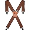 WELKINLAND 2Inch-Wide Work Suspender, Brown-Elastic Suspenders for Pants, Heavy-Duty Work Suspenders for Men, Clip-on Suspenders for Men, Man Suspender 2 Inch Wide for Jeans