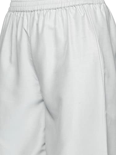 Image of ZIYAA Women's Grey Chanderi A-Line Kurta Palazzo And Dupatta Set(ZISKDCH3930)