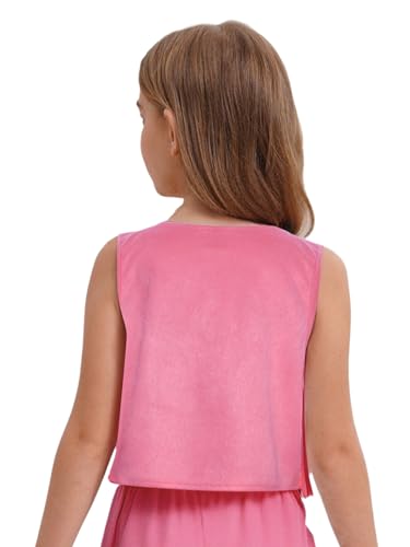 Kids Unisex Western Cowgirl Cowboy Sleeveless Faux Suede Fringe Vest Fancy Dress Up for Halloween Party2