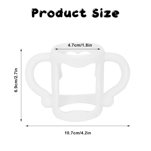 2 Pcs Silicone Baby Bottles Handle Wide Neck Bottle Grip Universal Fit Baby Bottle Holders for Baby Self Feeding (White)