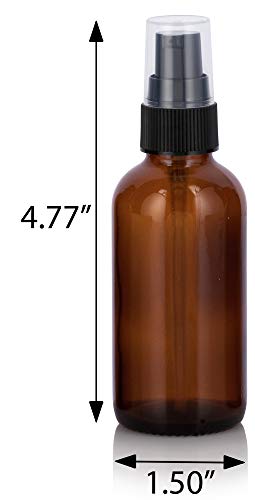 JUVITUS 2 oz / 60 ml Amber Glass Boston Round Bottle with Black Treatment Pump (12 Pack) Refillable Empty Storage Containers2