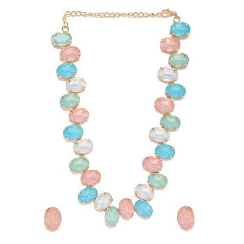 Rubans Azure Frontier Magic Gold-Plated Multicolor Stone Studded Jewellery Set For Women (B0D6GDNZTF) Amazon Price History, Amazon Price Tracker