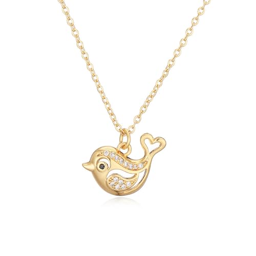 Collier colombe en or et oxydes de zirconium pour femme