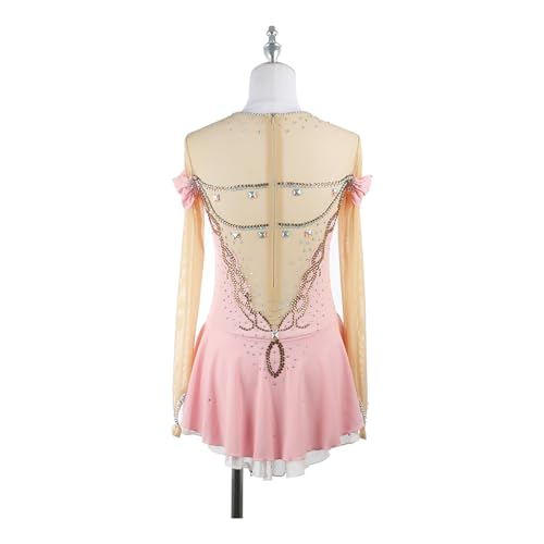 DIJITOO Vestido de patinação artística, fantasia de competição com costura de princesa de strass bri
