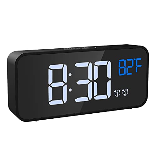 Ankilo Reloj Despertador Digital Alarma de Espejo de Mesa con Doble Alarma Control de Aonido Función