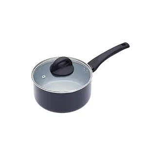 KitchenCraft 18 cm (7 inch) : MasterClass Induction-Safe Non-Stick Ceramic Eco Saucepan, Black, 18 cm