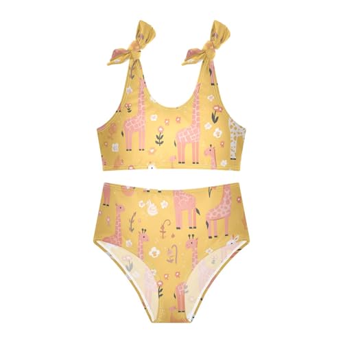 KLL Giraffe Animal Cute Cartoon Yellow Girls 2 Piece Bikini Sets Quick-Dry Beach Swimsuit Bathing Suit3