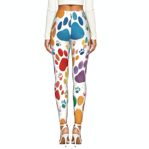 Leggings elásticos para mujer de alta densidad textil y diseño Paw Prints Art 4