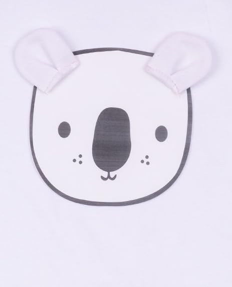 Image of 100% Cotton Animal face Print with 3D ears Rompers Sleepsuits Jumpsuit Night Suits for Infants Newborn Baby Boys & Girls