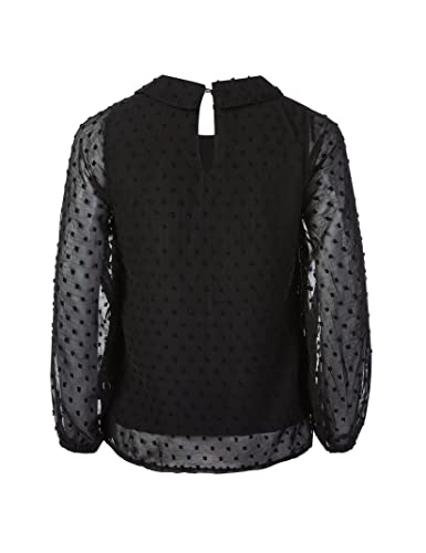 Little Girls Chiffon Swiss Dot Blouses Kids Long Sleeve Shirt Peter Pan Ruffle Neck Tank Tops for 3-12 Years2