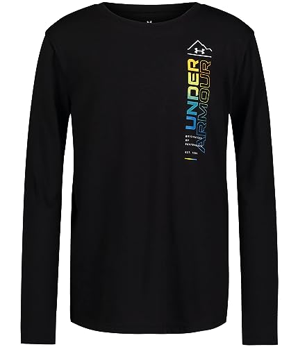 Image of Under Armour Boy's Gradient Banner Long Sleeve Tee (Big Kids) Black SM (8 Big Kid)