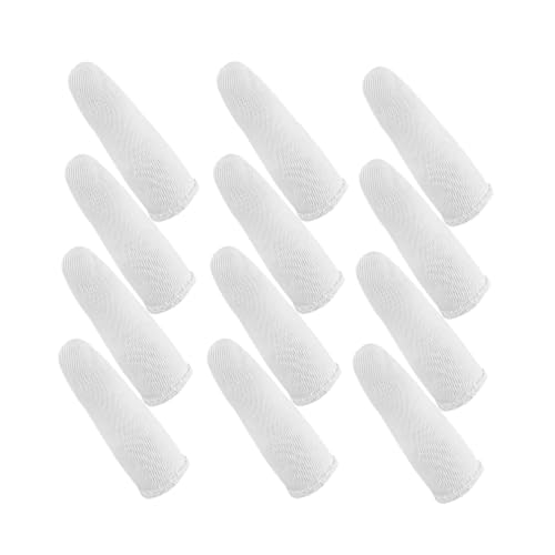 SEWOART 100pcs Finger Cots Finger Sleeve Thumb Protector Fingertip Covers Finger Gloves Nail Biting Gloves Cotton Finger Protectors Cotton Fingers Tips Finger Covers Pure Cotton White