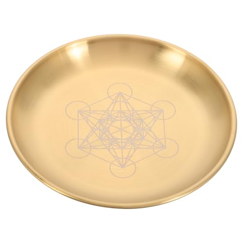 Abaodam Adornos De Placa Bandeja para Velas Rituales Plato Decorativo para Tarot Bandeja De Acero Inoxidable Suministros De Brujería Hogar
