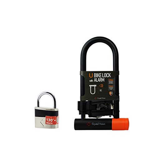 Image of Crystal Vision Anti-Theft Loud 130db Alarm Padlock and Bike U Lock Combo