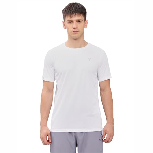 Image of TECHNOSPORT Men's Slim Fit Polyester Activewear Sports T-Shirt with Moisture-Wicking Comfort for Workout, Running & Gym