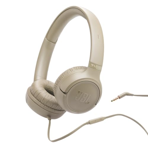 JBL Tune 530 - Auriculares de Diadema con Cable con micrófono, Sonido de Graves Puros, preajustes de ecualización, diseño Plegable y Cable sin enredos, Mousse de Moca