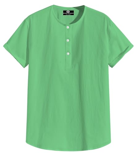 Image of Men's White Cotton Half Sleeve Kurta with Mandarin Collar, Urban Style for Summer Wear Kurta-24