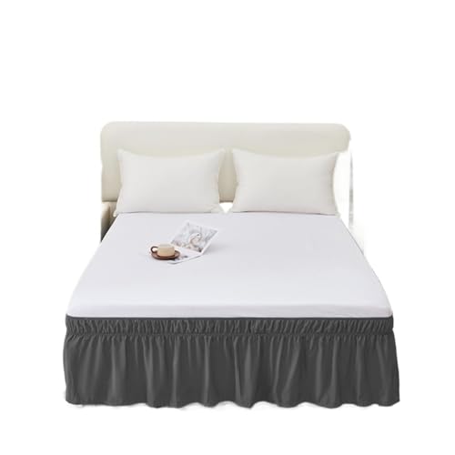 Cubre Canape Falda de Cama Estilo Envolvente for el hogar, Resistente a la decoloración, Color sólido, con Funda Antipolvo, Lavable, Volantes, Protectora for Hotel(Grey B-100-200-40cm)