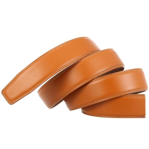 Classic belt, men's belt made of 3.5 cm cowhide leather without buckle, casual belt with plain weave3