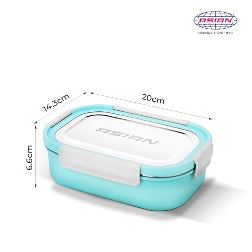 Image of Asian Plastowares - Snack Pack SS Lunch Box | Tiffin Box - Leak-Proof, Airtight | Lunch Box for Kids & Adults | Durable & Spill-Free School, Office, and College Tiffin | Blue