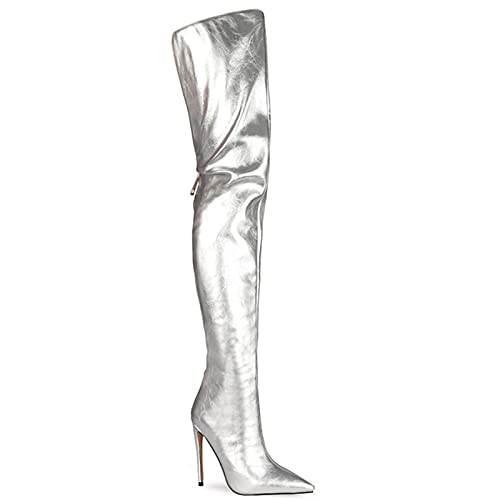 Bottes Cuissardes Argent Grande Taille Solution Confort Talons Hauts 34-46 - 6