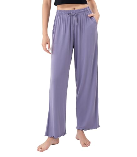 Image of DAVID ARCHY Women Pajama Pants Bamboo Rayon Comfy Cooling Lounge Sleep Flowy Casual Wide Leg Pj Bottom with Pockets 1 /2 Pack