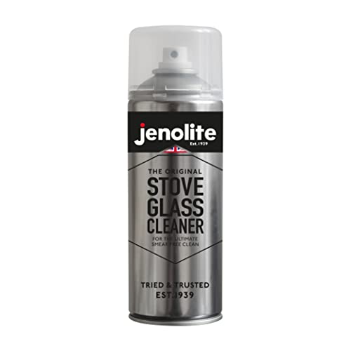 JENOLITE Limpiador de vidrio para estufas, 400 ml, elimina hollín, ceniza, carbono, grasa y alquitrán, ideal para quemadores de leña, estufas y fogones
