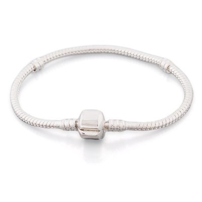 Andante-Stones plata 925 sólida, pulsera de plata 17 CM 17CM Bead Clip para cuentas European Beads + saco de organza