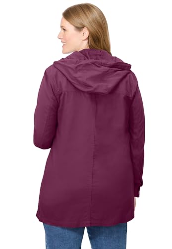 Woman Within Plus Size Lightweight Hooded Jacket Long Oversized Coat2