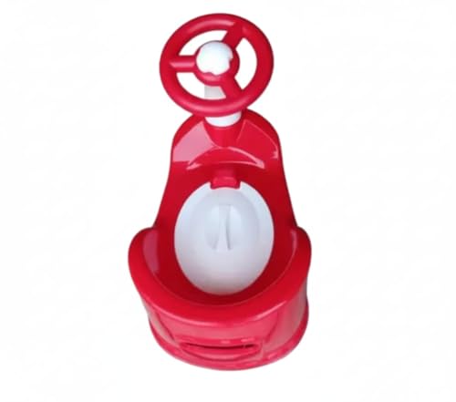 Image of Baby Potty Training Seat with Steering Wheel | Fun & Comfortable Toddler Toilet Trainer | Easy-Clean Potty Chair for Boys & Girls (Red)