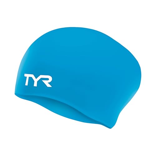 TYR Adult Long Hair Silicone Wrinkle Free Swim Cap for Braids, Dreadlocks, Streamlined Swim, Hair Protection