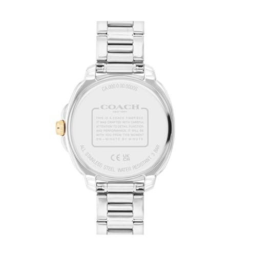 Image of Coach Kitt Qtz Multifunction Green Tonneau Dial Women's Watch|Two Tone Stainless Steel Material|Silver Color Band - 14504394