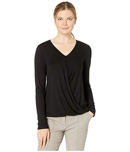 Karen Kane Long Sleeve Drape Front Top Black LG