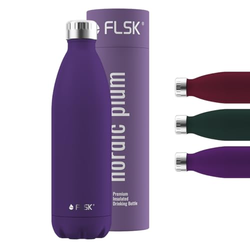 FLSK Trinkflasche – Premium Edelstahl Thermosflasche – 100 % auslaufsicher & kohlensäuregeeignet – hält 24 h kalt & 18 h heiß – BPA-frei (nordic plum, 1000 ml)