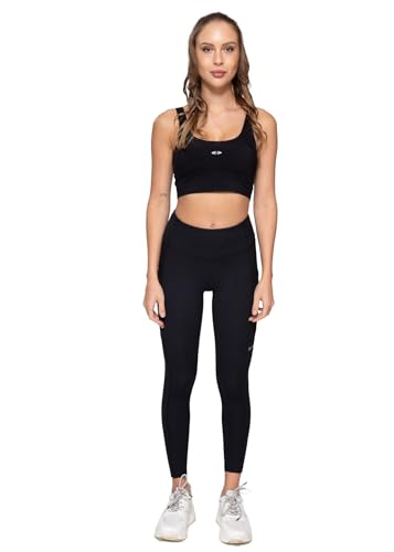 Image of STRCH Women's High Rise Leggings with Side Pocket | Nylon Stretch Gym Tights | Workout, Yoga, Running & Training Activewear | Ankle Length