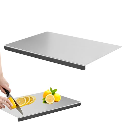 Hocadrv Cutting Boards 304 Stainless Steel Chopping Board for Kitchens with Counter Lip Heavy Duty Cutting Board for Kneading Rolling Bread Baking Pastry Meat and Vegetables(40 x 30cm/15.7 x 11.8 in)