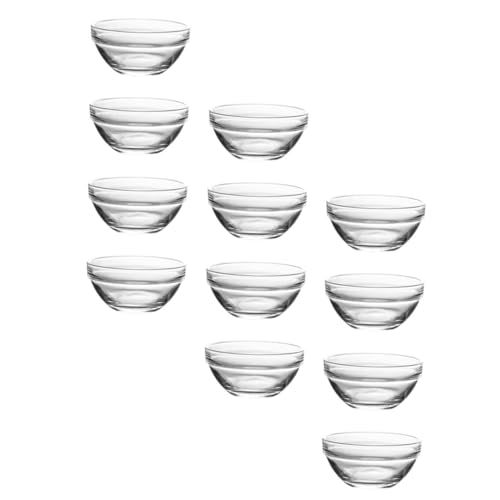 LALADEFIEE 12 piezas Cuencos de Vidrio Transparente para Postres y Gelatina Resistentes Altas Temperaturas para Uso Microondas y Horno Casa