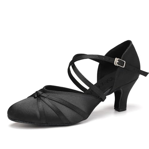 VCIXXVCE Damen Satin Gesellschaftstanzschuhe Geschlossener Latein Salsa Tango Moderne Standard Tanzschuhe 40 EU