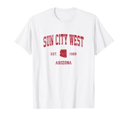 Sun City West Arizona AZ Vintage Sports Design Stampa rossa Maglietta